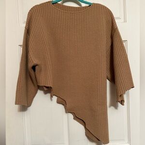 Asymmetrical Distracted Tan Sweater